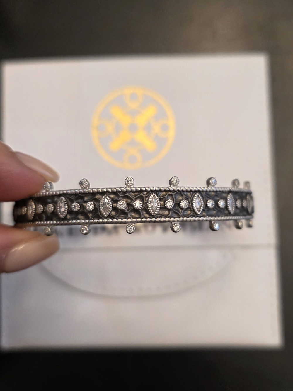 Frieda Rothman slip on Bangle Bracelet silver cz